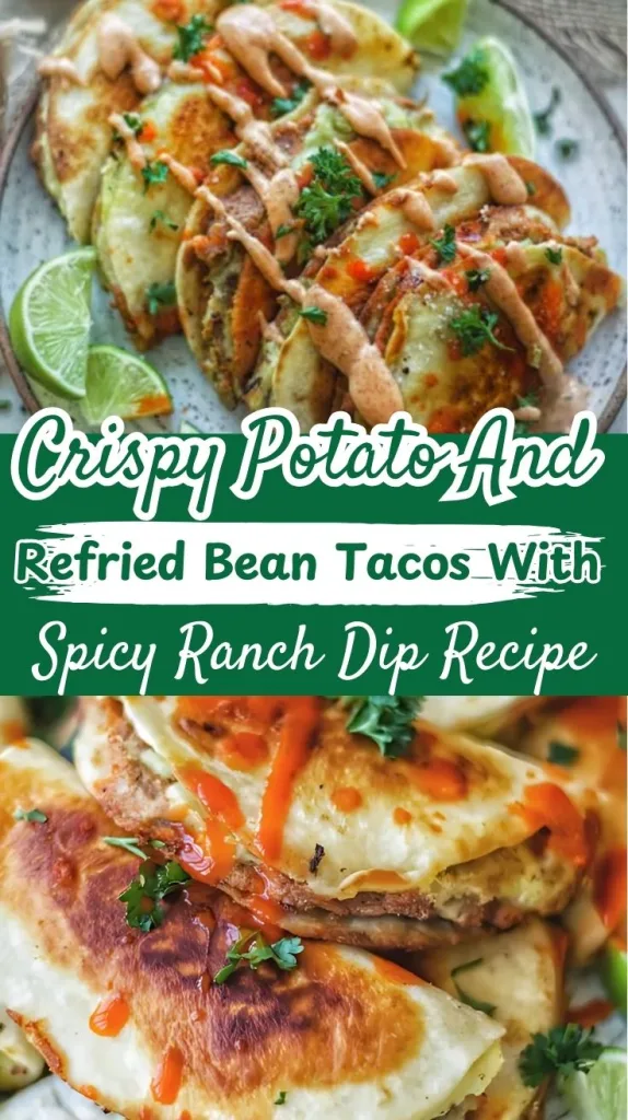 crispy potato and refried bean tacos with spicy ranch dip recipe