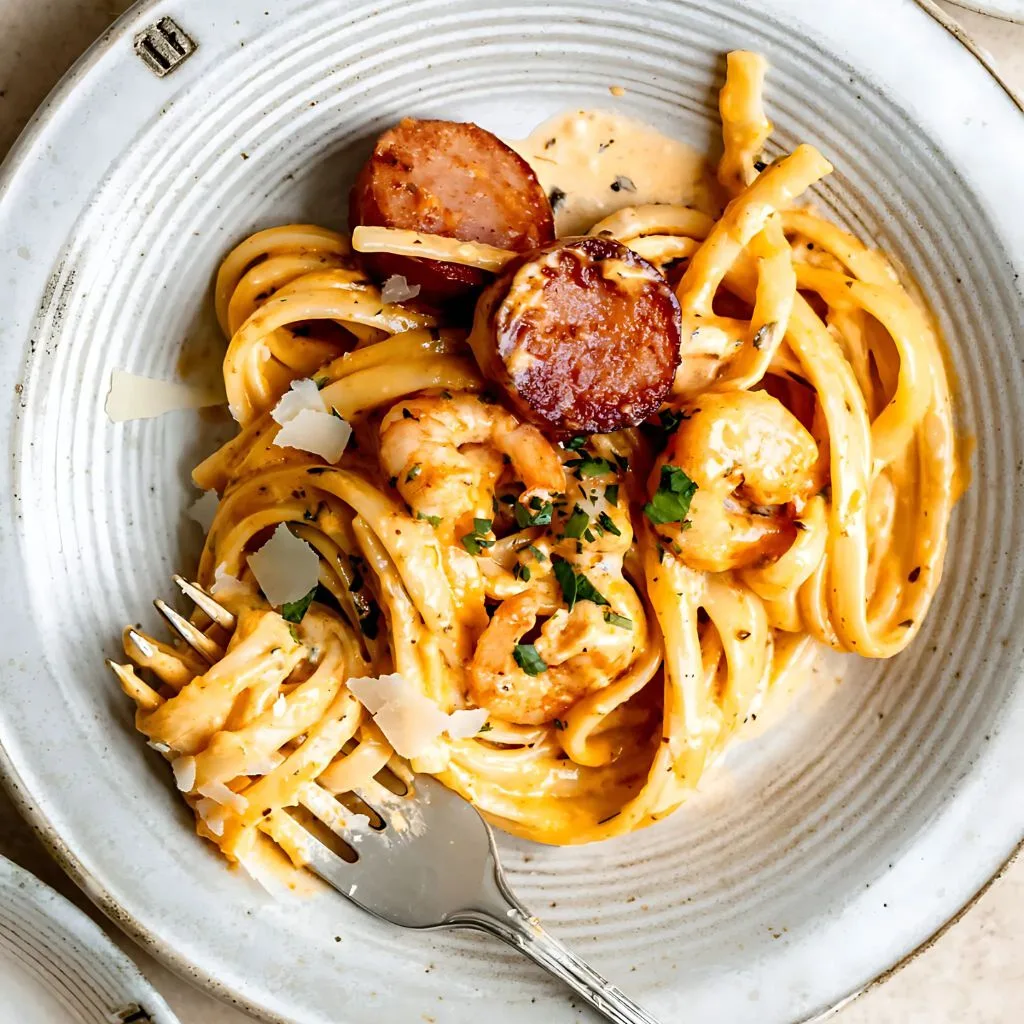 Creamy Cajun Shrimp Pasta With Sausage Recipe