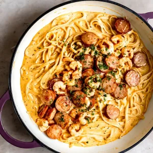 Creamy Cajun Shrimp Pasta With Sausage Recipe