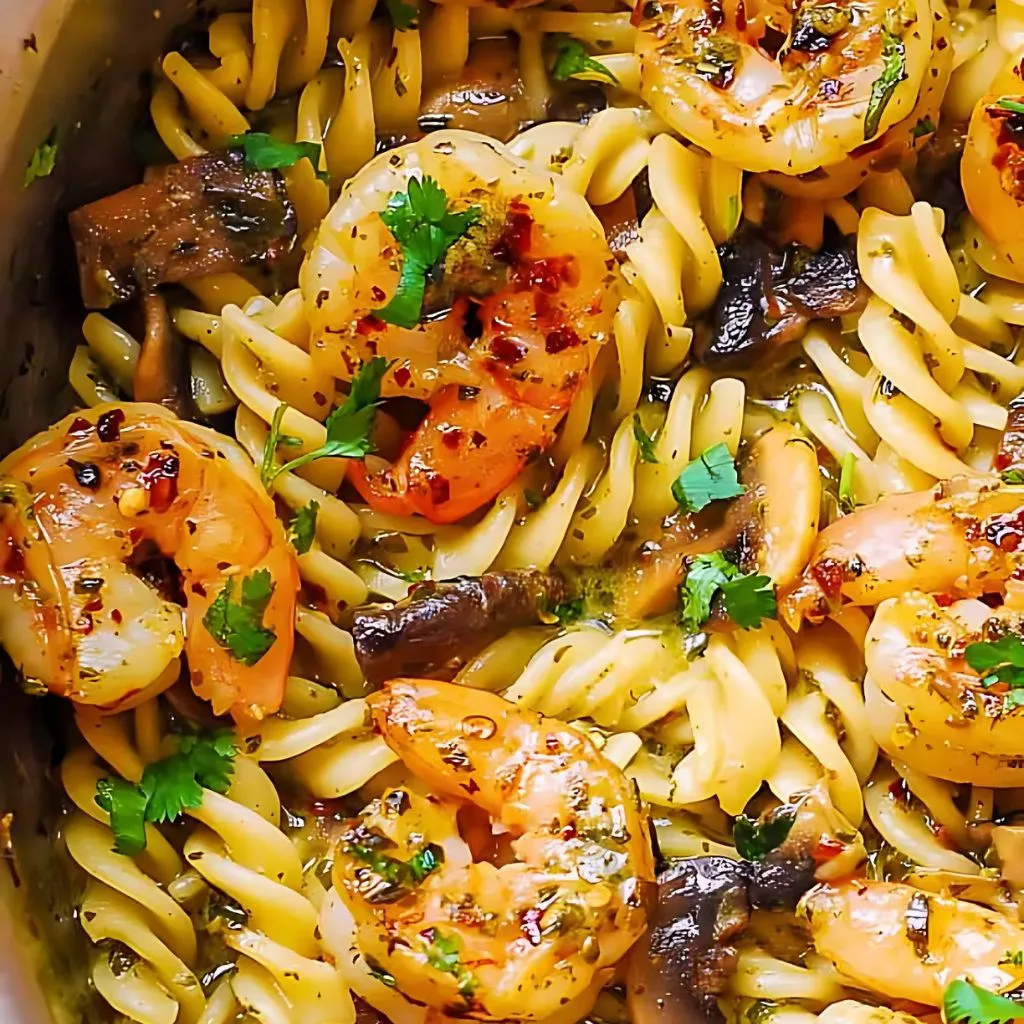 Pesto Shrimp Mushroom Pasta Recipe