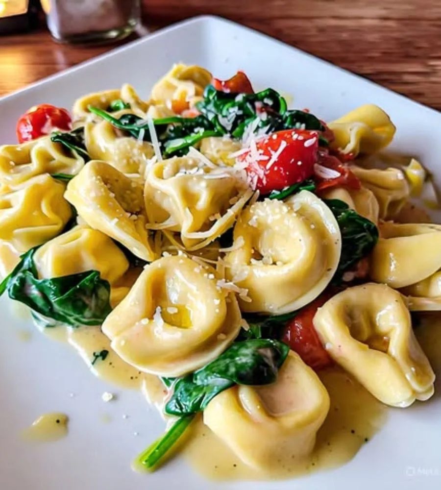 Creamy Tortellini with Spinach Tomatoes