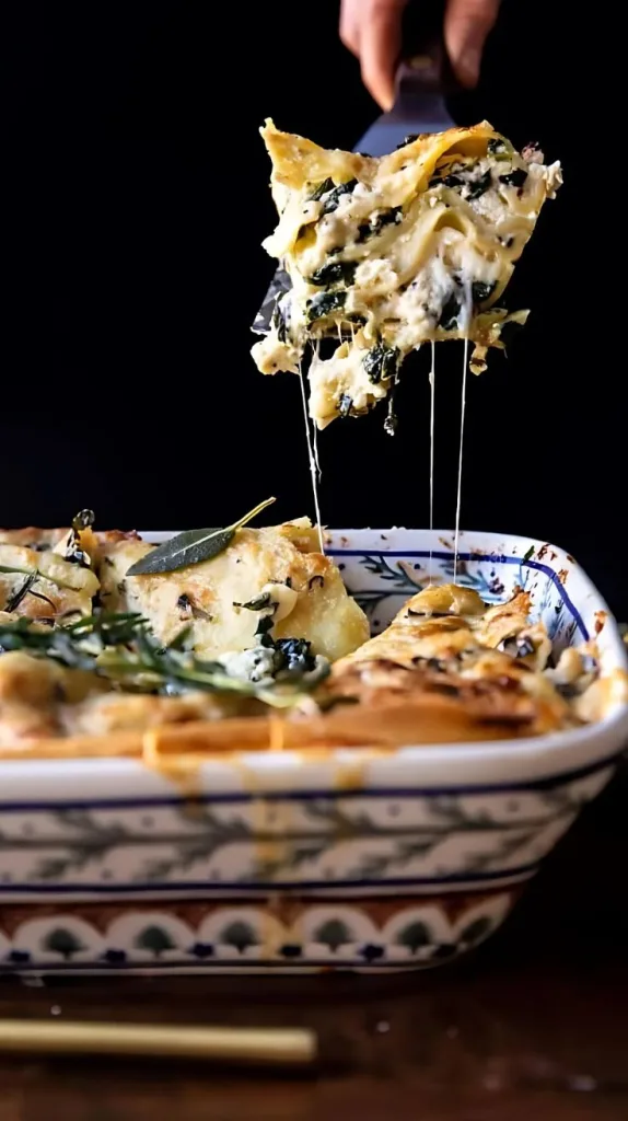 4 Cheese Sage Pesto Florentine Lasagna