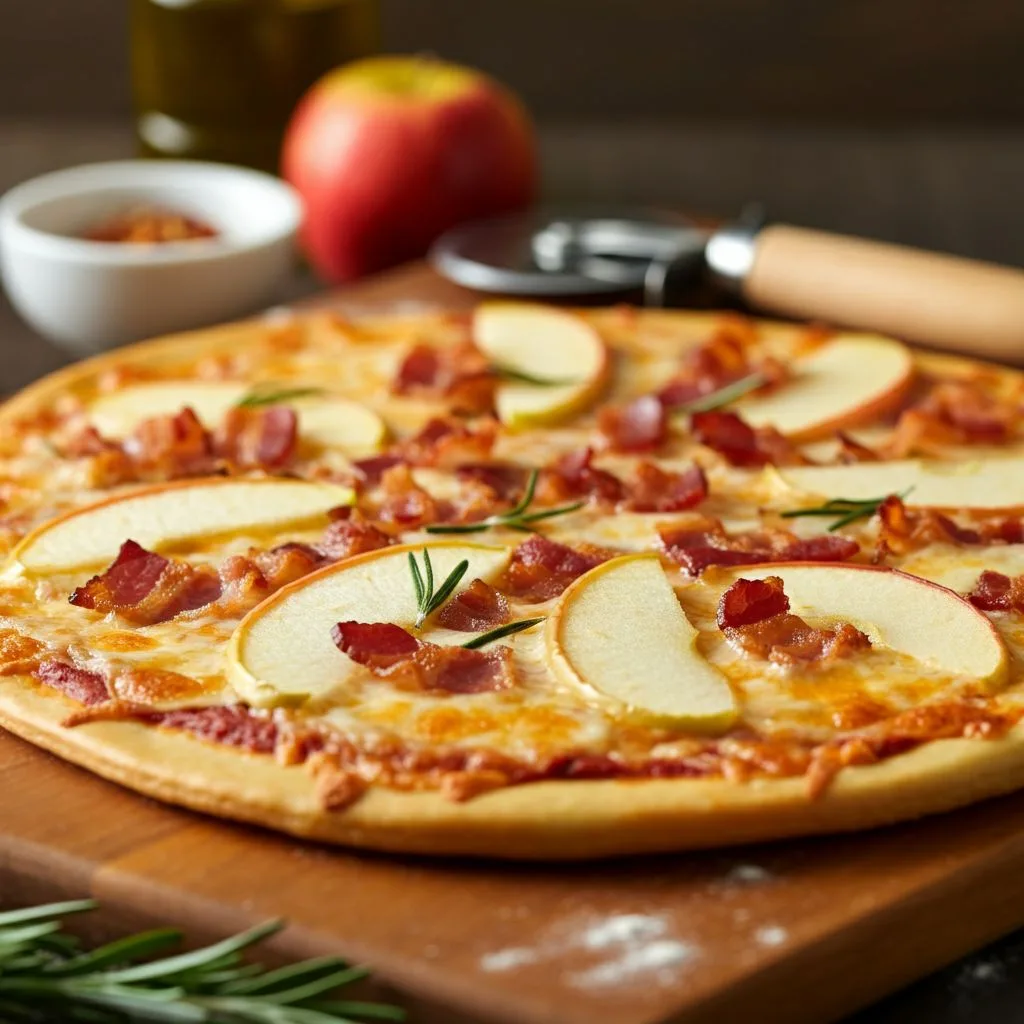 Apple Cheddar Rosemary Bacon Pizza Recipe