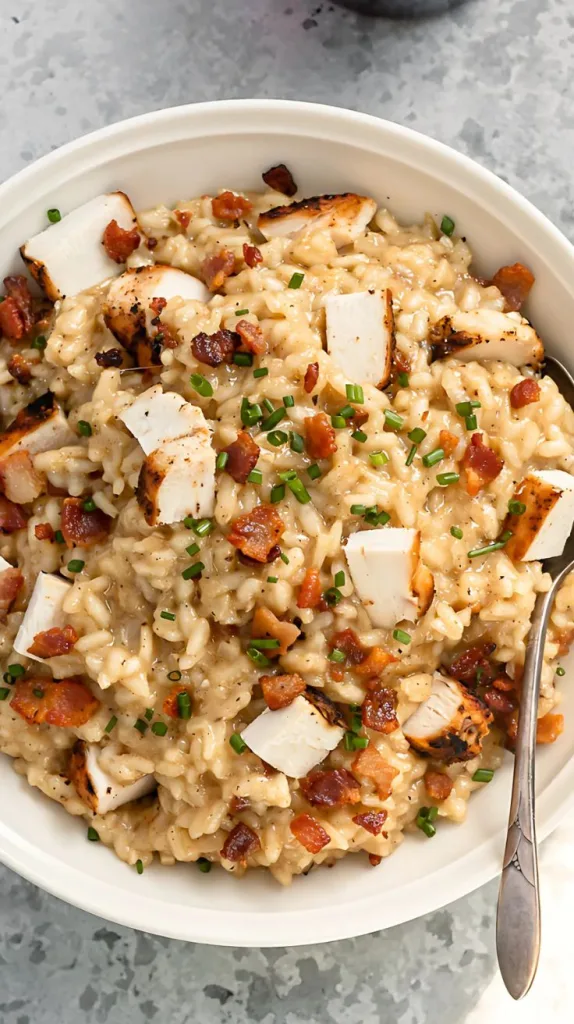 Bacon Cheddar and Chicken Risotto for Two
