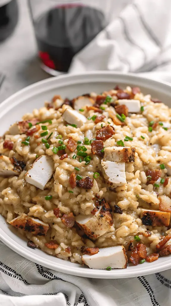 Bacon Cheddar and Chicken Risotto for Two
