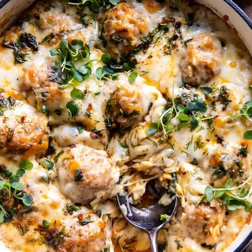 Baked Lemon Rosemary Chicken Meatballs And Creamy Orzo Recipe