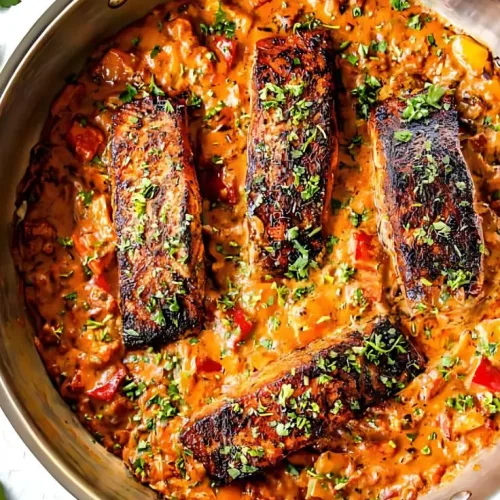 Blackened Salmon in Creamy Cajun Sauce Recipe