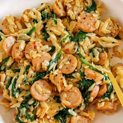 Creamy Chicken Sausage Orzo Skillet Recipe