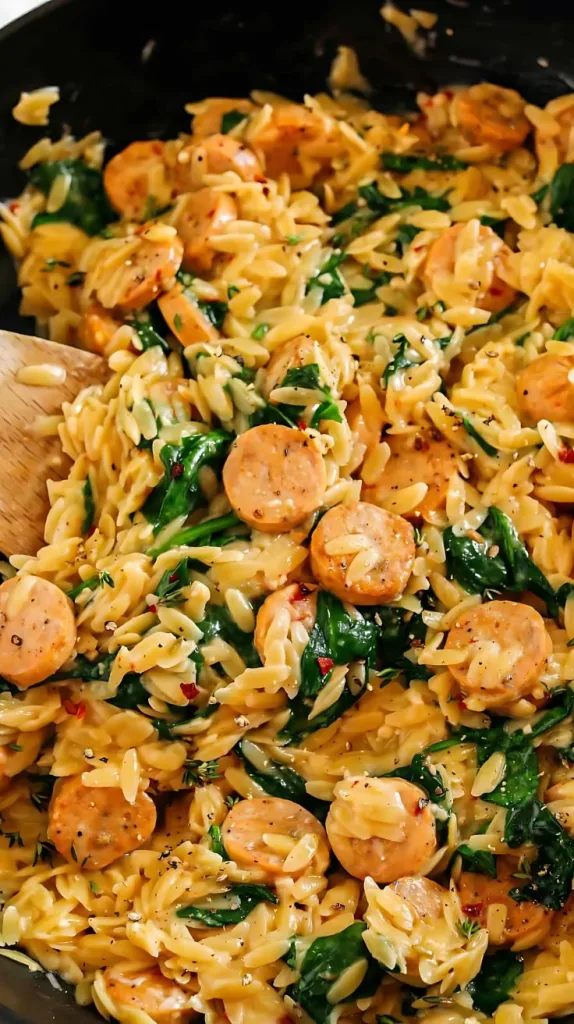 Creamy Chicken Sausage Orzo Skillet Recipe