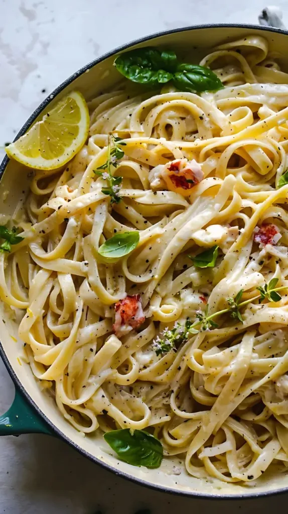 Creamy Lemon Lobster Fettuccine