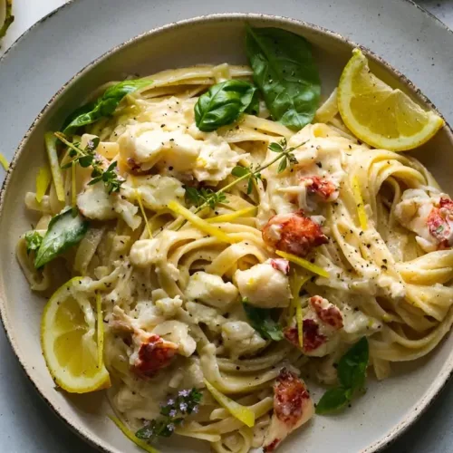 Creamy Lemon Lobster Fettuccine