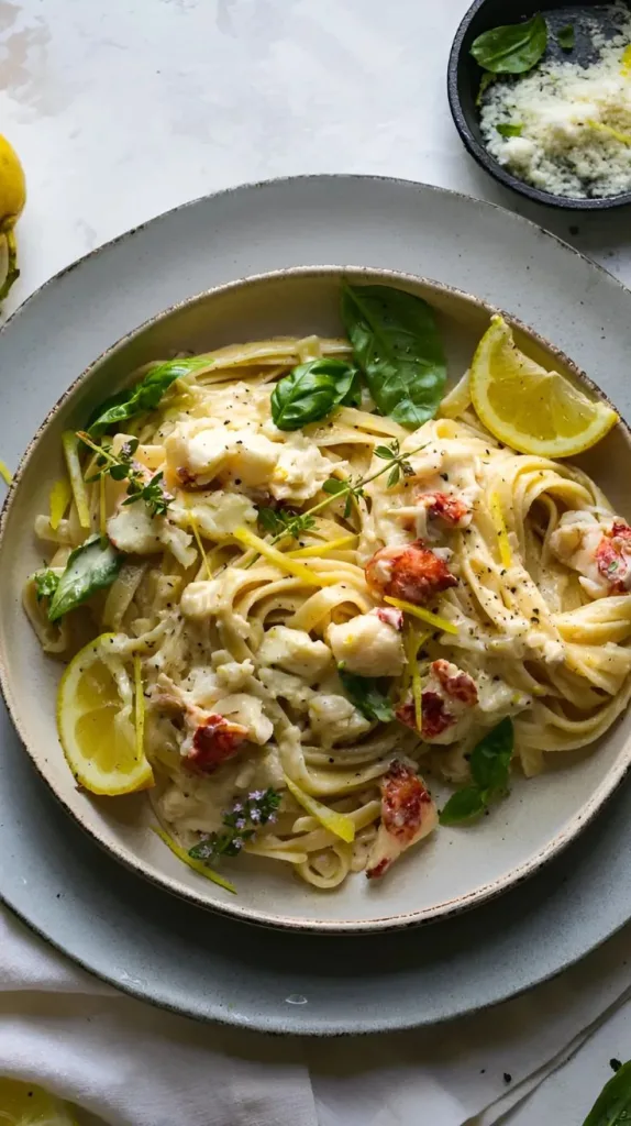 Creamy Lemon Lobster Fettuccine