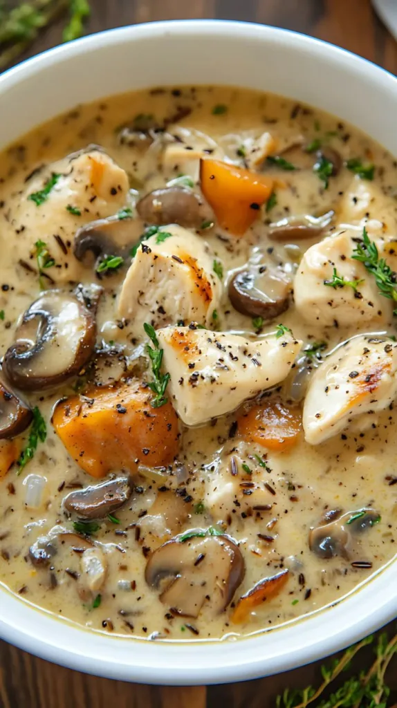 Creamy Mushroom Chicken and Wild Rice Soup Recipe