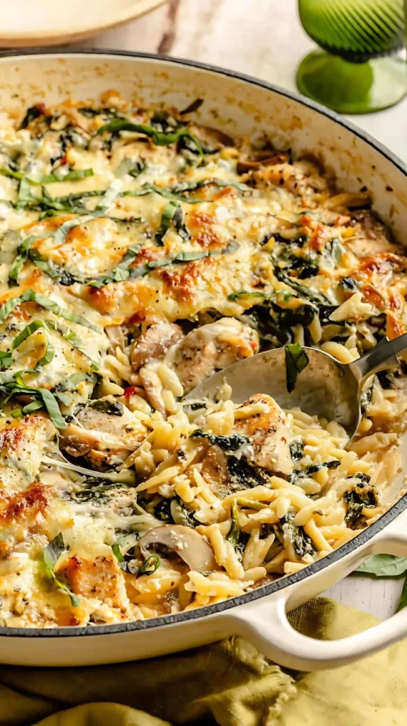 Creamy Ricotta Chicken and Orzo Skillet Recipe