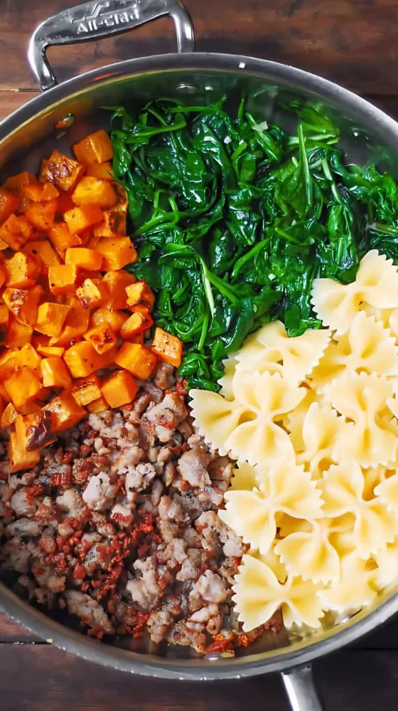 Creamy Roasted Butternut Squash Pasta with Sausage and Spinach