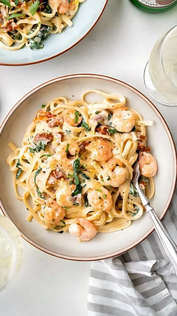 Creamy Tuscan Shrimp Linguine Recipe