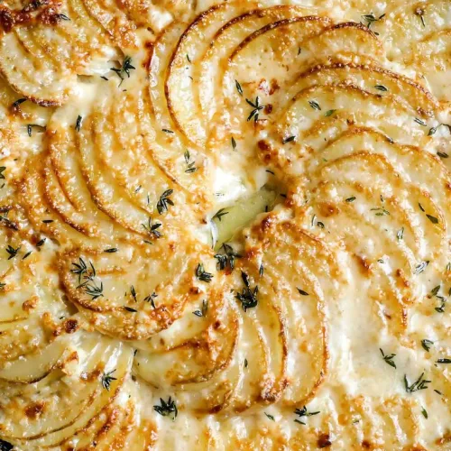 Crispy Parmesan and Gruyere Potato Gratin