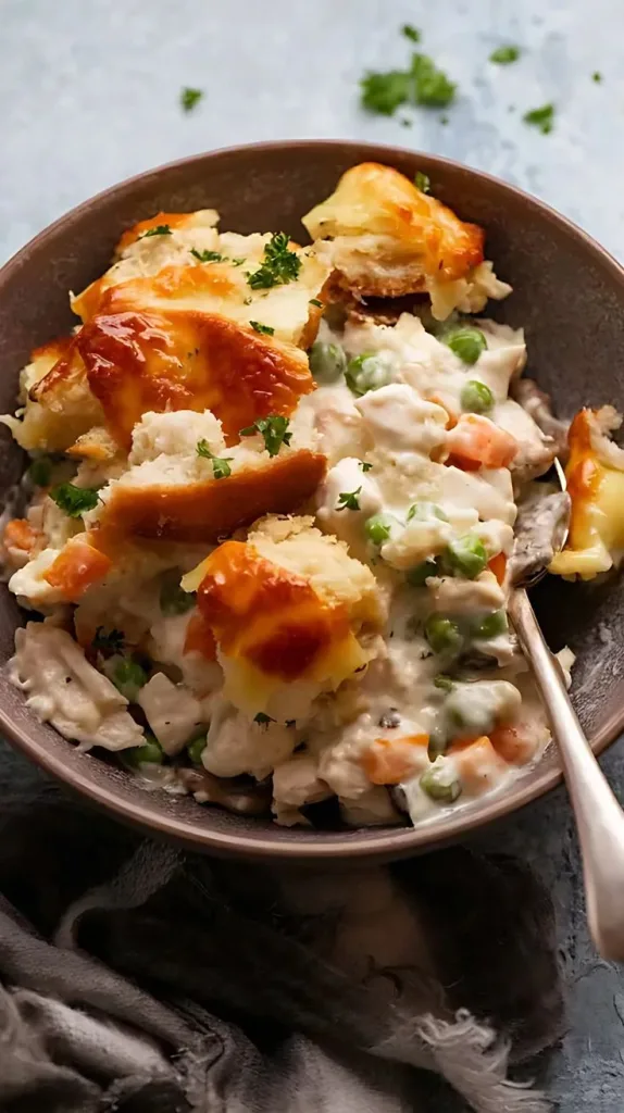 Garlic Bread Leftover Turkey Pot Pie