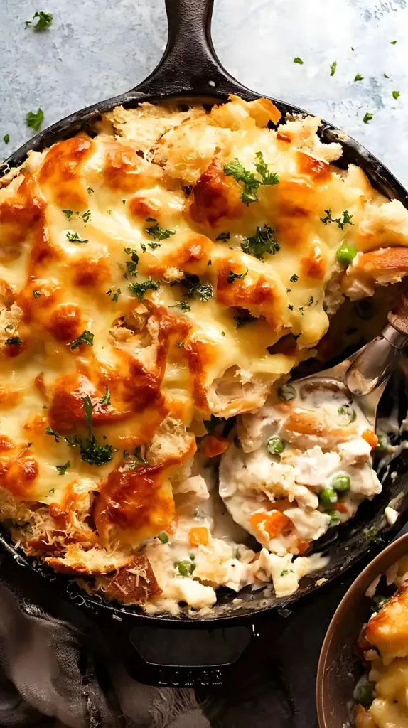 Garlic Bread Leftover Turkey Pot Pie