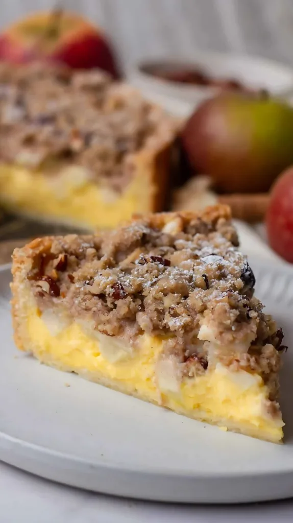 German Apple Cake with Custard and Streusel Topping