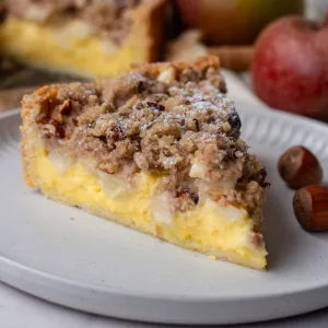German Apple Cake with Custard and Streusel Topping