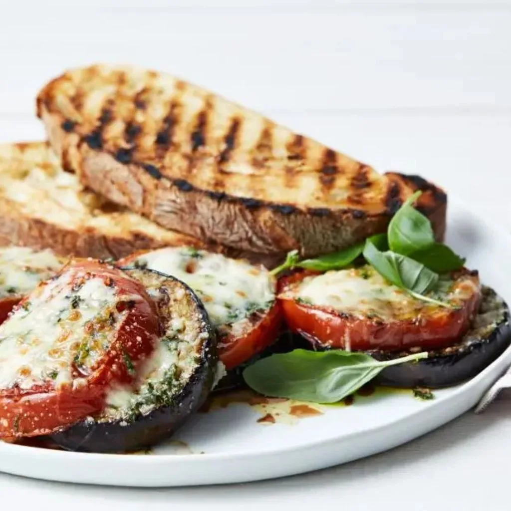 Grilled Eggplant Parmesan Stacks