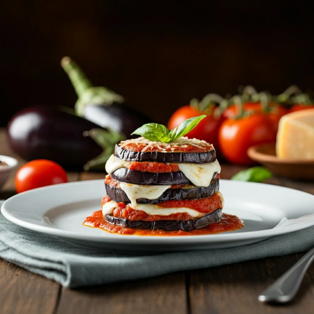 Grilled Eggplant Parmesan Stacks