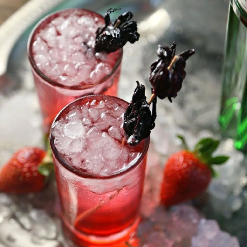 Hibiscus Strawberry Gin Cocktail