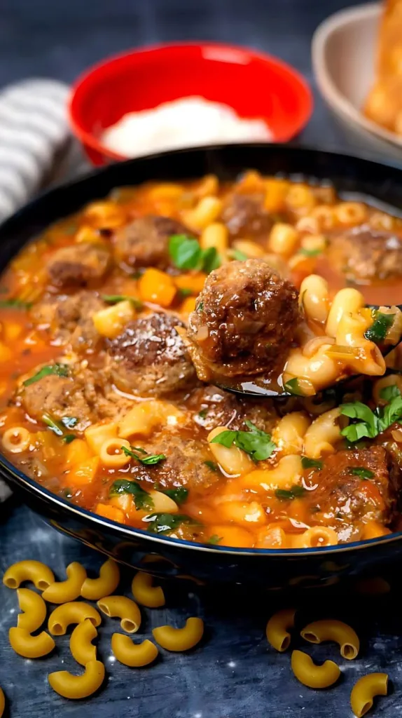 Mini Moroccan Meatball Couscous Soup