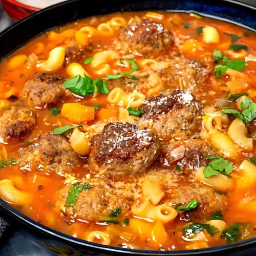 Mini Moroccan Meatball Couscous Soup