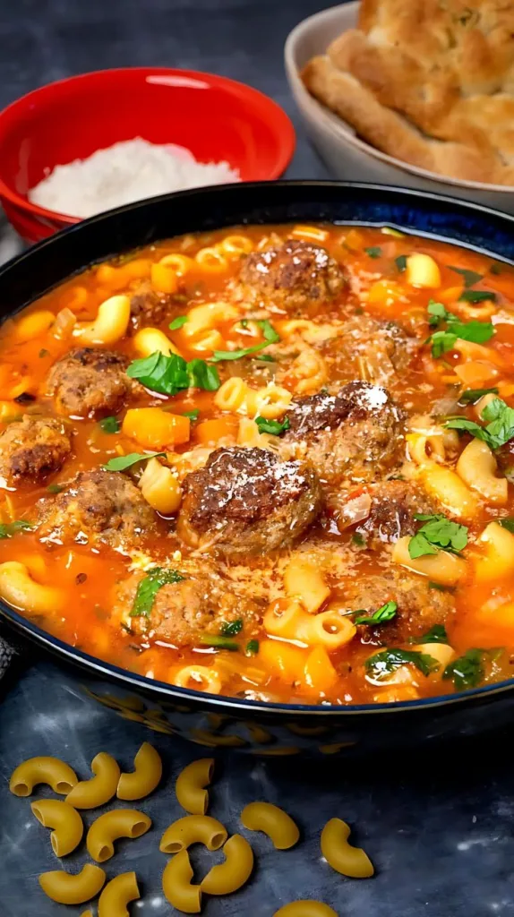 Mini Moroccan Meatball Couscous Soup