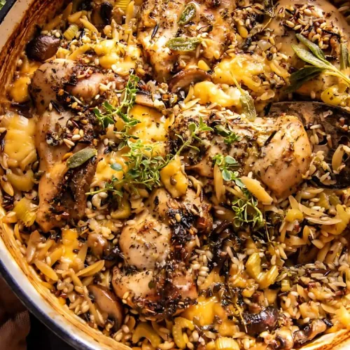One Pan Roasted Herb Chicken and Wild Rice Recipe