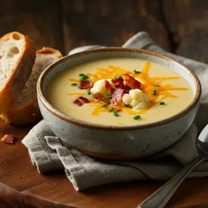 Roasted Garlic Cheddar Cauliflower Soup Recipe