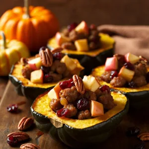 Sausage and Apple Stuffed Acorn Squash Recipe