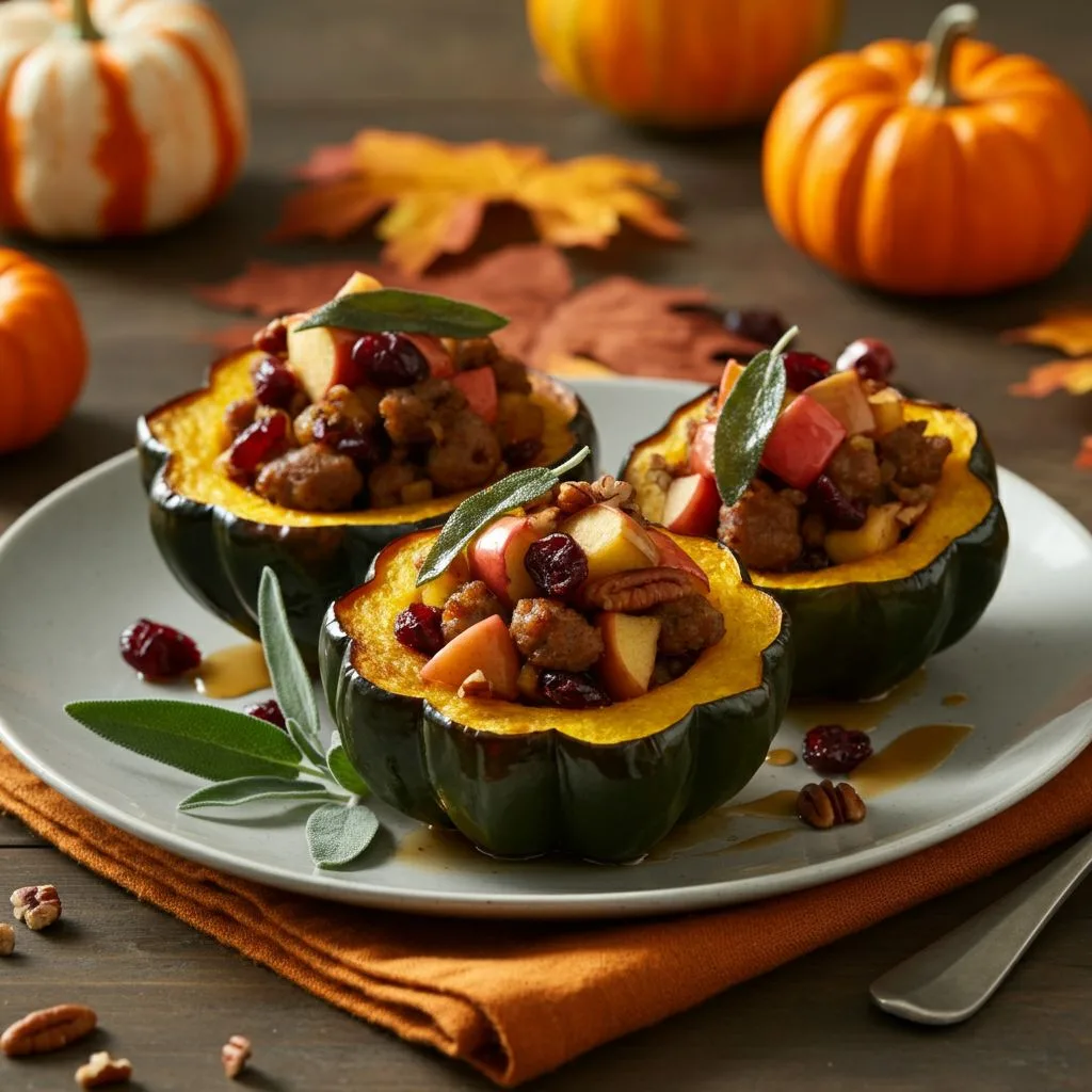 Sausage and Apple Stuffed Acorn Squash Recipe