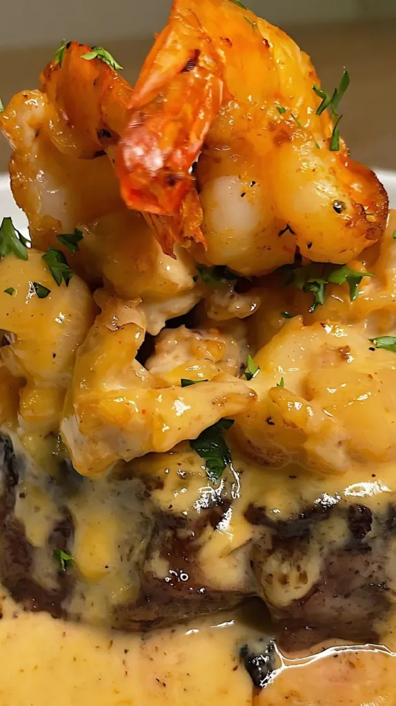 Steak with Shrimp and Lobster Sauce Recipe