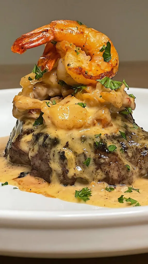 Steak with Shrimp and Lobster Sauce Recipe