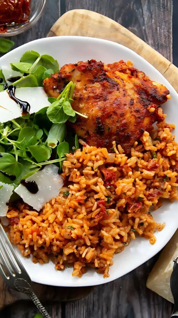 Tomato Basil Baked Chicken and Rice Recipe