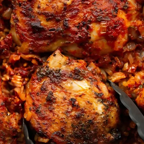 Tomato Basil Baked Chicken and Rice Recipe