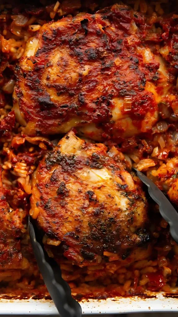 Tomato Basil Baked Chicken and Rice Recipe