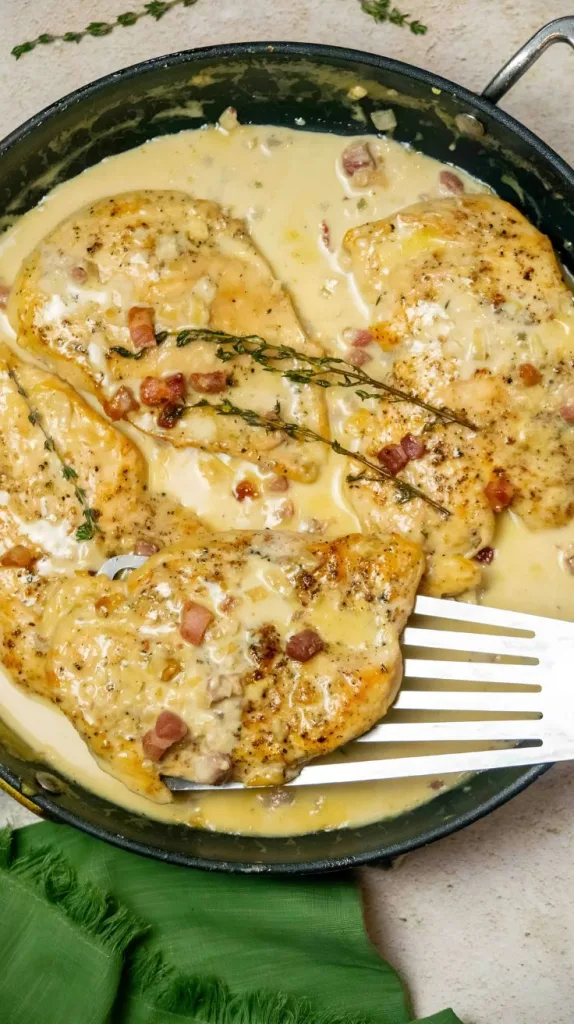 Tuscan Pancetta Chicken Breast in Garlic Cream Sauce Recipe